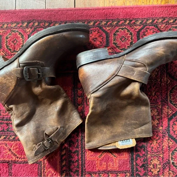 Frye Tan Leather Buckle Boots - Picture 3 of 4